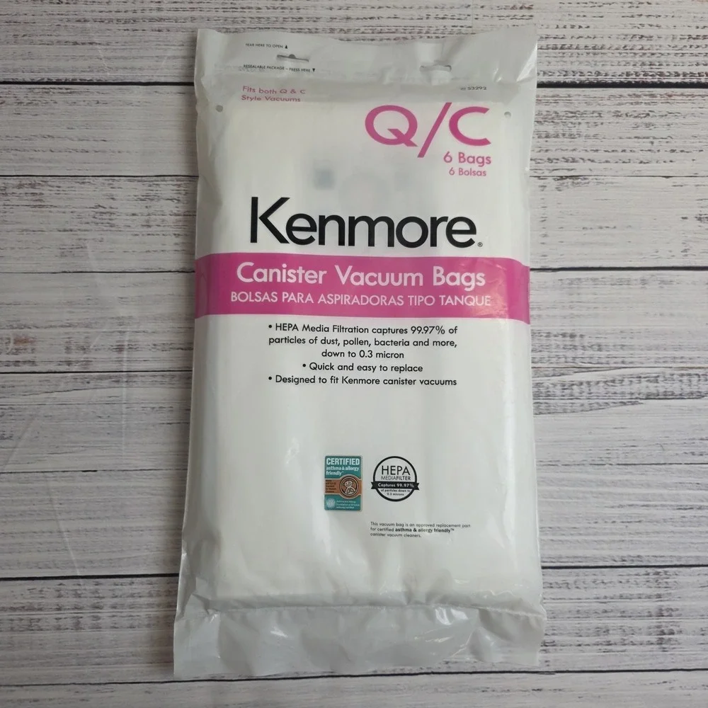 4 Kenmore Sears Type Q/C HEPA Vacuum Bags Style 20 53292, replaces 50557, 50558